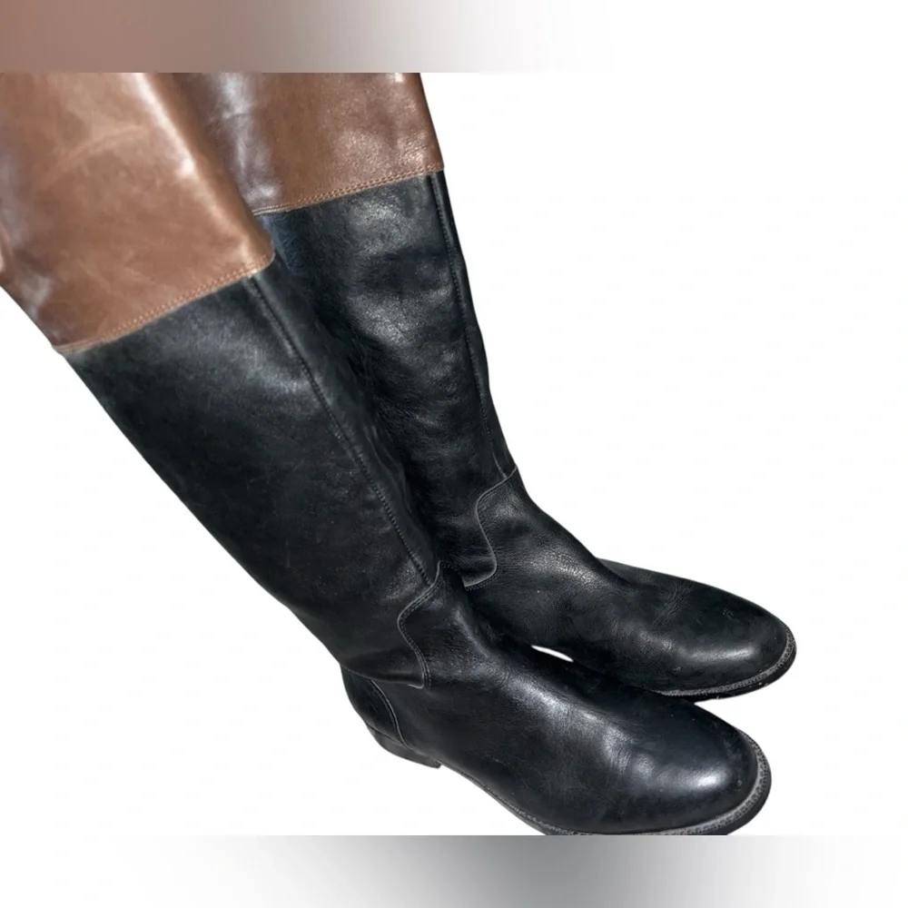 Ralph Lauren two toned rider boots janessa boots